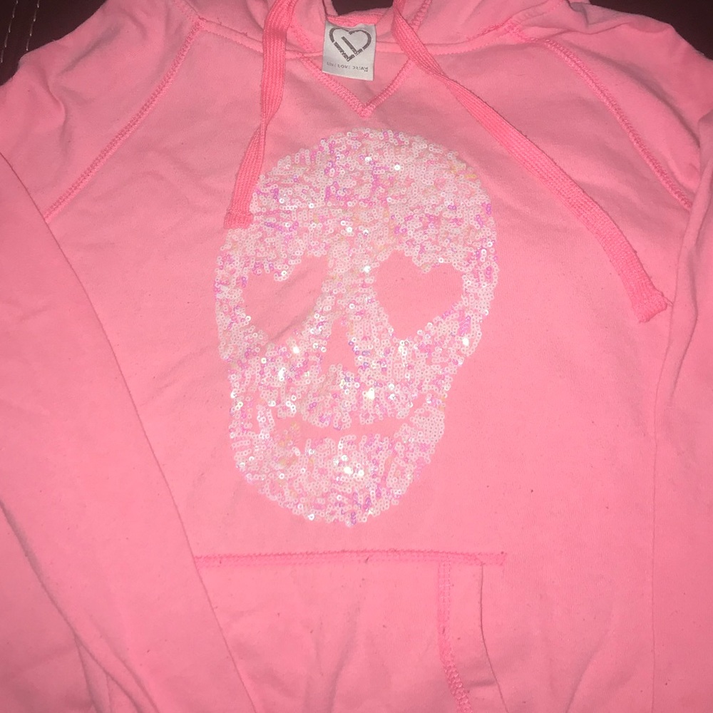Aeropostale pink skull hoodie, size small